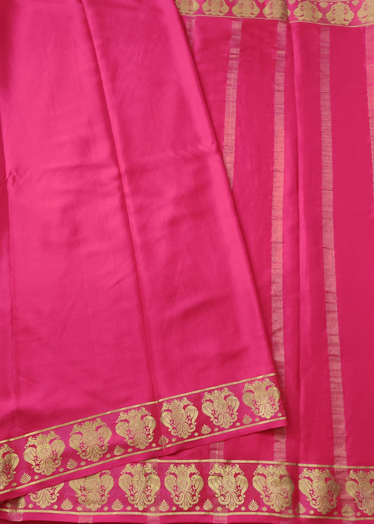 Pinkish Red Colour Mysore Crepe Silk With Plain Body Code : KA0172