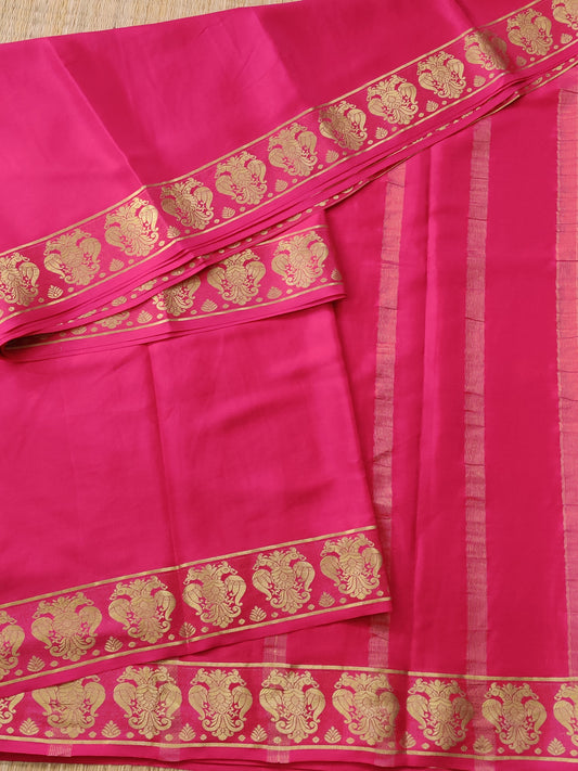 Pinkish Red Colour Mysore Crepe Silk With Plain Body Code : KA0172