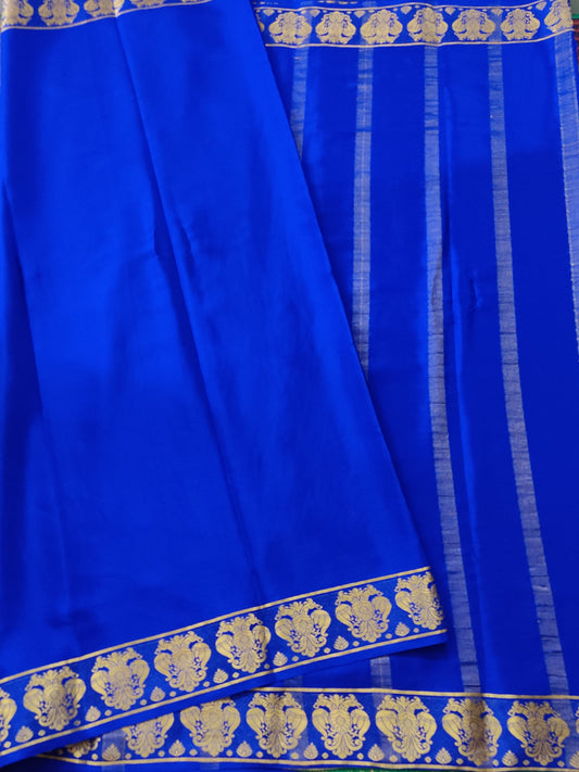 Royal Blue Colour Mysore Crepe Silk With Plain Body Code : KA0171