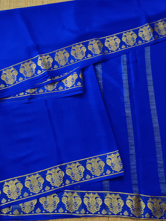 Royal Blue Colour Mysore Crepe Silk With Plain Body Code : KA0171