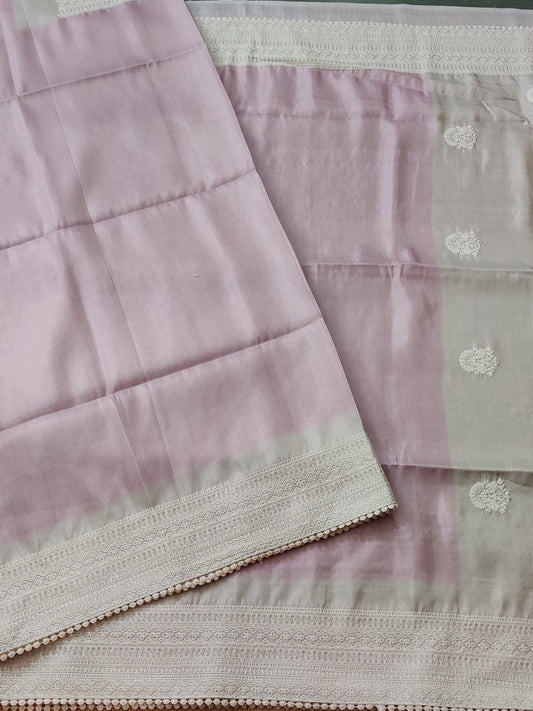 Light Pink Colour Semi Tissue Saree With Plain Code : VB0267
