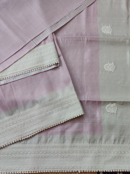 Light Pink Colour Semi Tissue Saree With Plain Code : VB0267