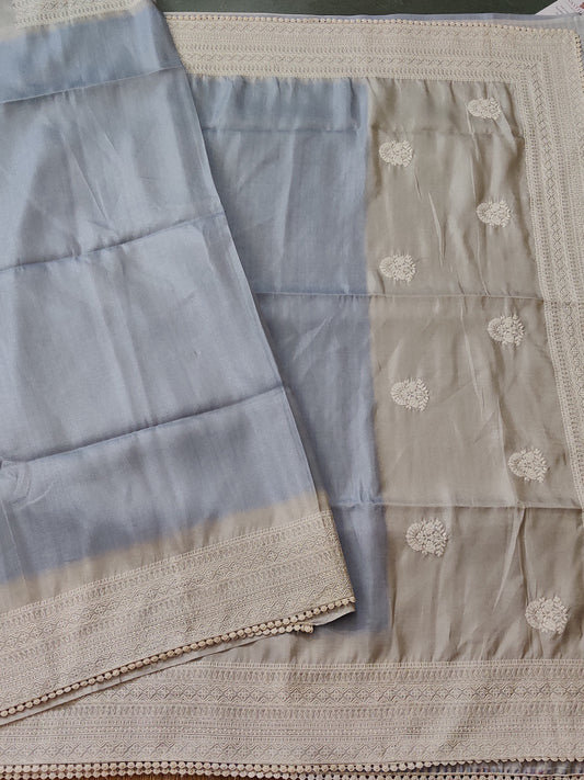 Light Pink Colour Semi Tissue Saree With Plain Code : VB0268