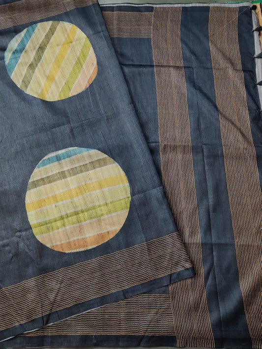 Grey Colour Semi Tussar Saree With Digital Print All Over  Code :  VB0274