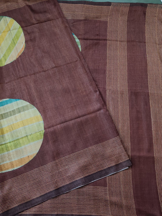 Maroon Colour Semi Tussar Saree With Digital Print All Over  Code :  VB0275