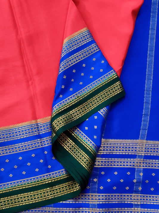 Red Colour Mysore Crepe Silk Saree With Plain Body  Code : KA184