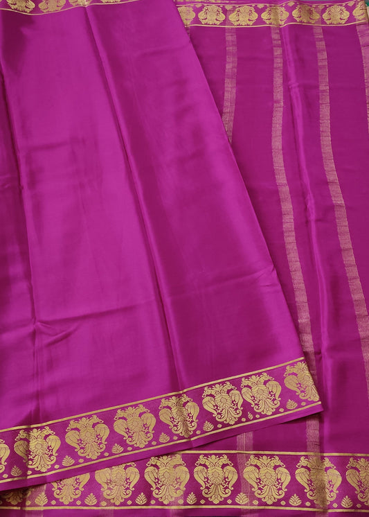 Magenta Colour Mysore Crepe Silk Saree With Plain Body  Code : KA181