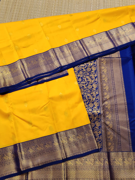 Yellow Colour  Kanchivaram Silk Saree With Zari Butta All Over Code : KA0194