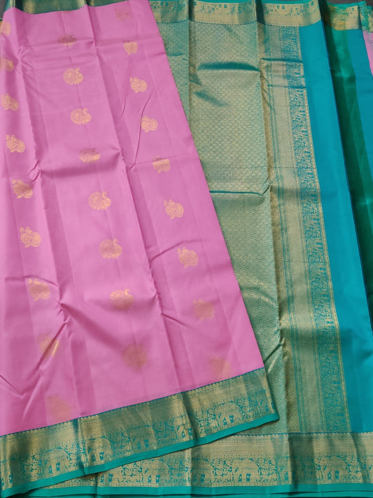 Light Pink Colour  Kanchivaram Silk Saree With Zari Butta All Over Code : KA0196