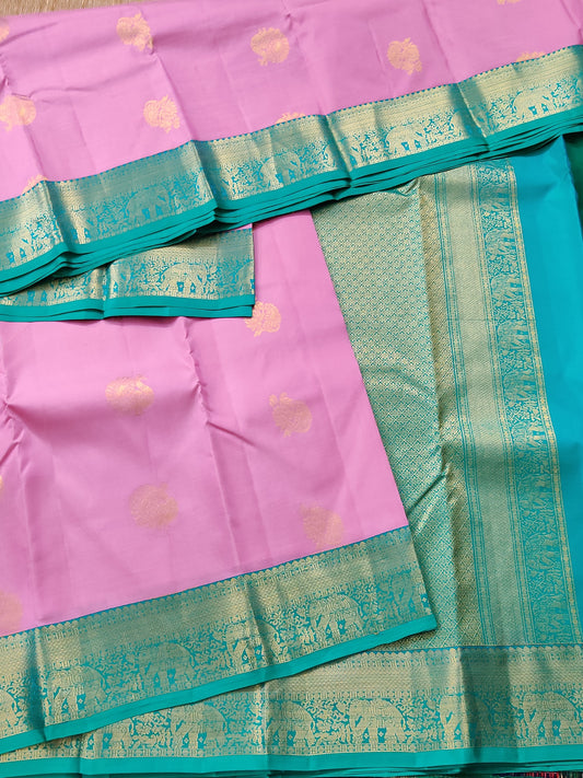 Light Pink Colour  Kanchivaram Silk Saree With Zari Butta All Over Code : KA0196