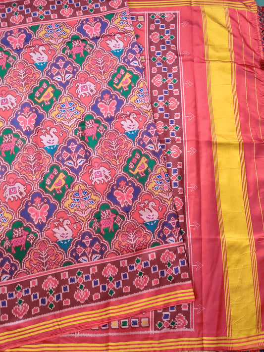 Multi Colour Semi Patalo Saree With Ikkat Weaving All Over Code : VB0280