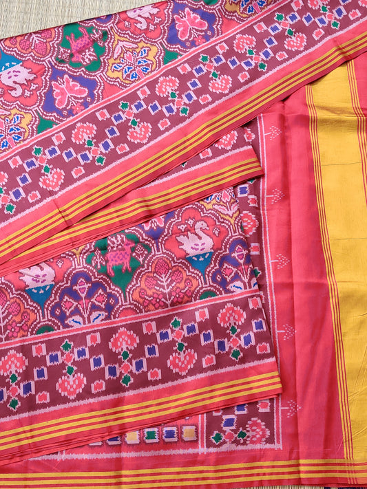 Multi Colour Semi Patalo Saree With Ikkat Weaving All Over Code : VB0280