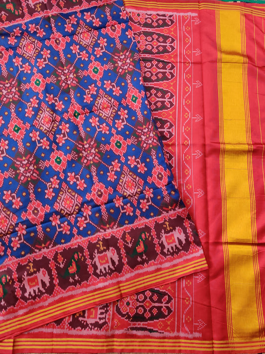 Blue Colour Semi Patalo Saree With Ikkat Weaving All Over Code : VB0287