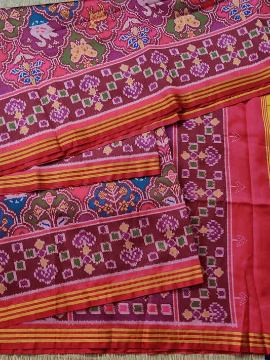 Multi Colour Semi Patalo Saree With Ikkat Weaving All Over Code : VB0286