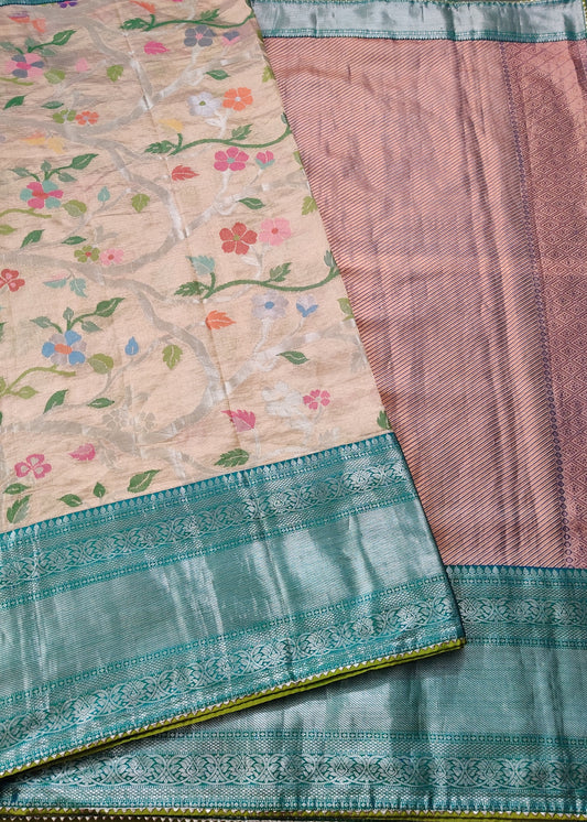 Gold Colour Kanchivaram Silk & Kota Banarasi Fusion Saree