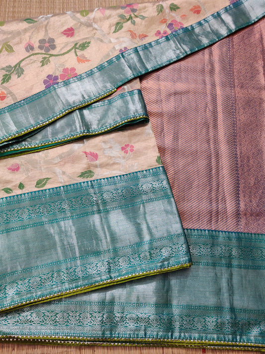 Gold Colour Kanchivaram Silk & Kota Banarasi Fusion Saree