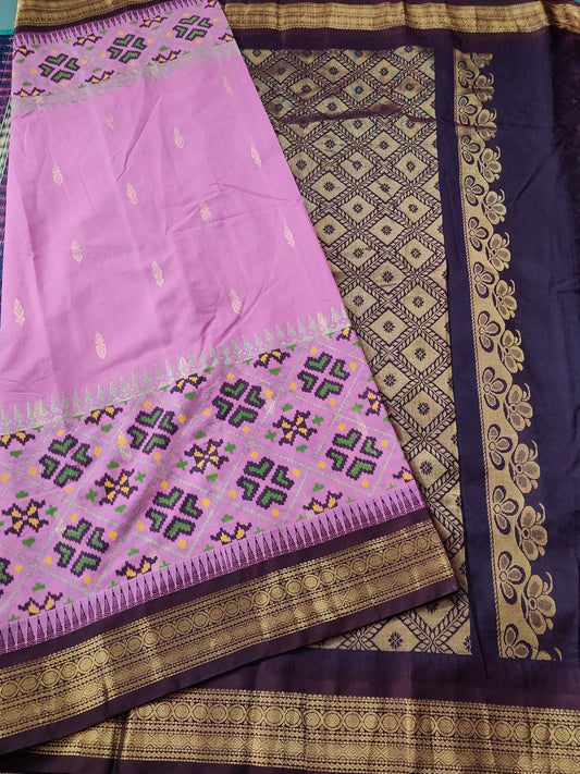 Pink Colour Cotton Saree With Hand Block Print & Zari Butta All Over Code : SC031