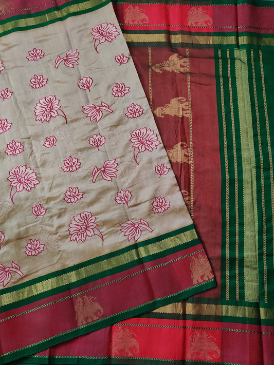 Tussar Colour Silk Cotton Saree With Plain Body Code : SC022