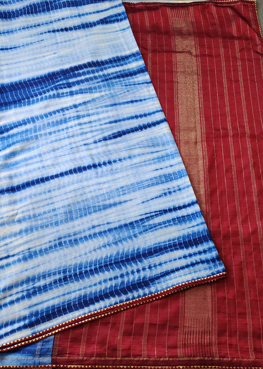 Blue Colour Kanchivaram Silk Saree With Shibori Work All Over