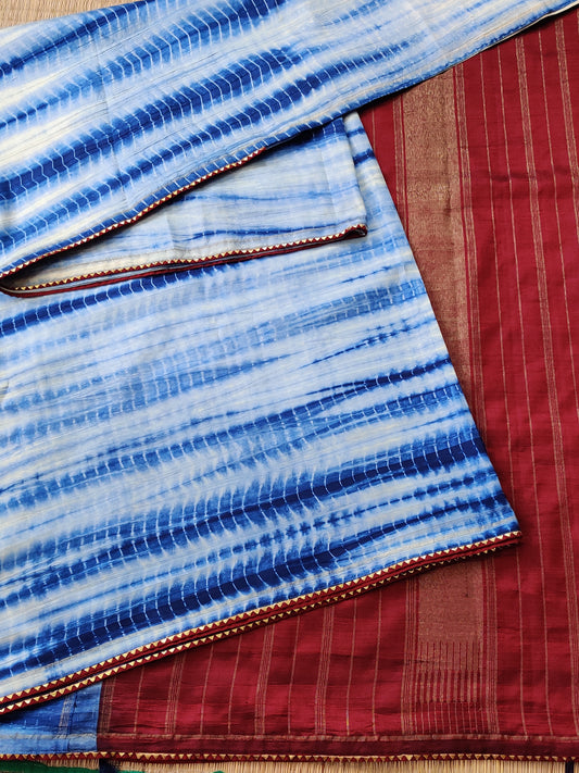Blue Colour Kanchivaram Silk Saree With Shibori Work All Over