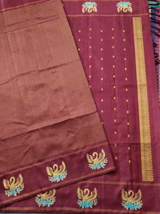 Maroon Colour Kanchivaram Silk Saree With Zari Brocade All Over  Code : KA0241