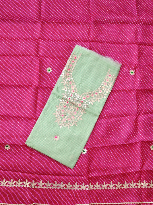 Pastel Green Colour Kota Silk Two Piece Salwar Set