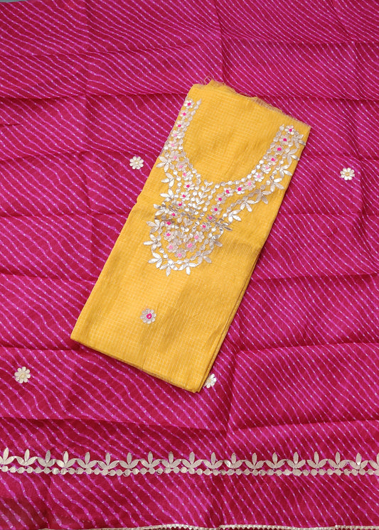 Yellow Colour Kota Silk Two Piece Salwar Set