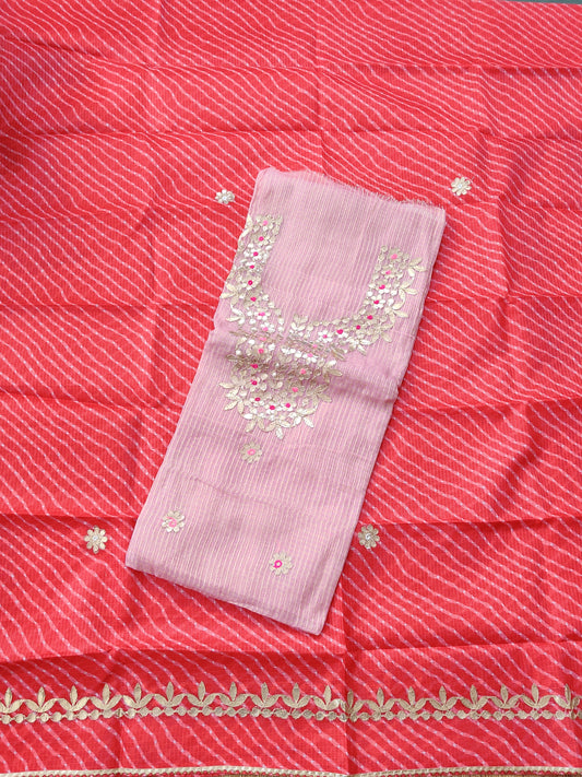 Baby Pink Colour Kota Silk Two Piece Salwar Set