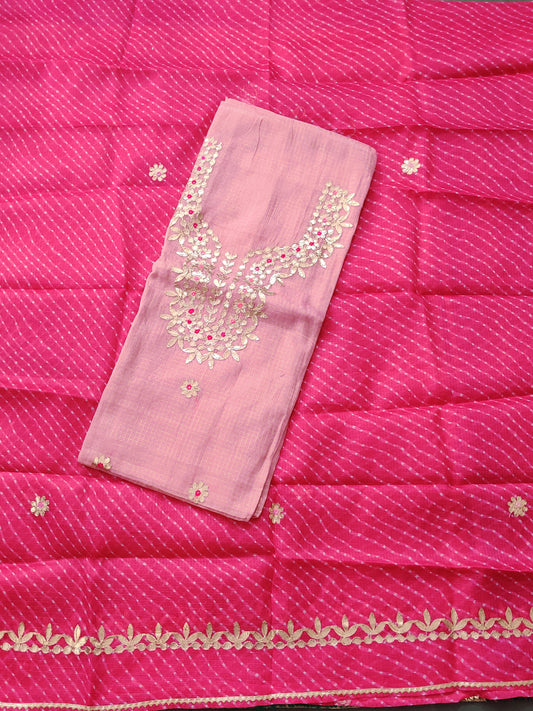 Baby Pink Colour Kota Silk Two Piece Salwar Set