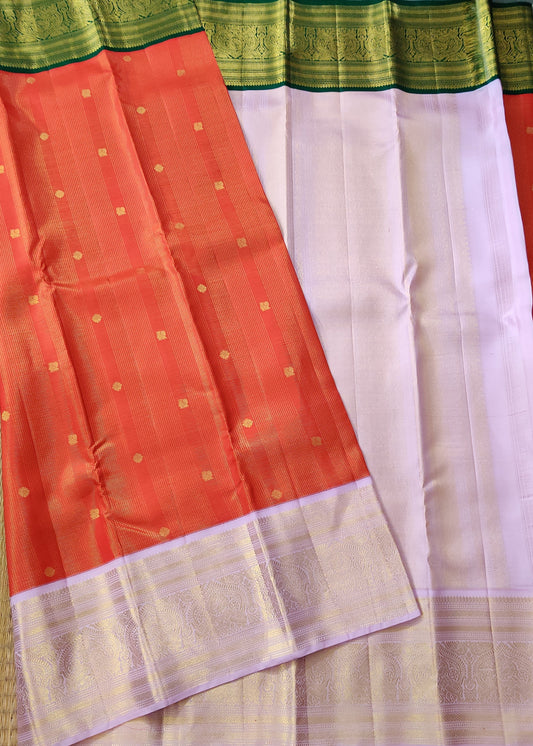 Red Colour Kanchivaram Silk Saree With Small Zari Check & Zari Butta All Over Code : KA0252