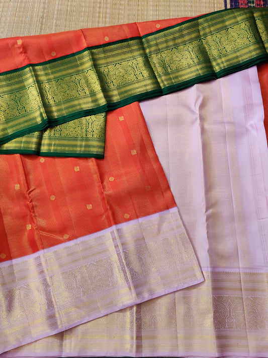 Red Colour Kanchivaram Silk Saree With Small Zari Check & Zari Butta All Over Code : KA0252