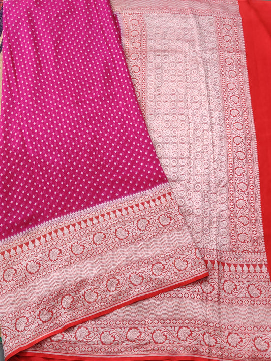 Pink Colour Georgette Saree With Silvar Zari Butta All Over Code : VB0302
