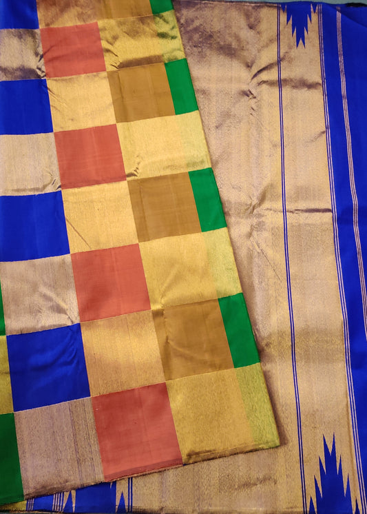 Multi Colour Kanchivaram Silk With Checks All Over Code : KA0270