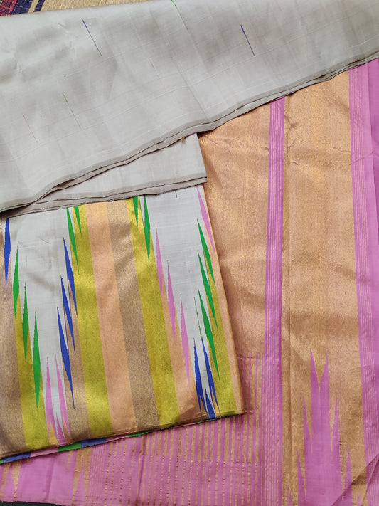 Tussar Colour Kanchivaram Silk Saree With Big Zari Border Code : KA0271