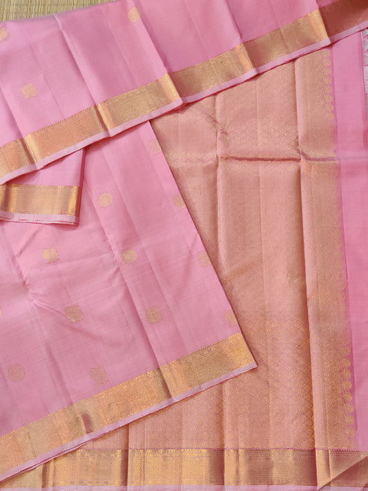 Baby Pink Colour Kanchivaram Silk Saree With Zari Butta All Over Code : KA0304