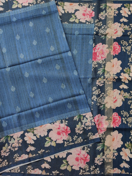 Green Colour Semi Banarasi Saree With Zari Motif All Over Code : VB0314