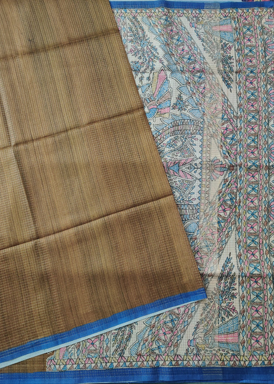 Mehandi Green Colour Semi Banarasi Saree With Zari Checks All Over Code : VB0331