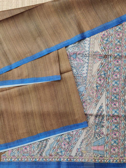 Mehandi Green Colour Semi Banarasi Saree With Zari Checks All Over Code : VB0331