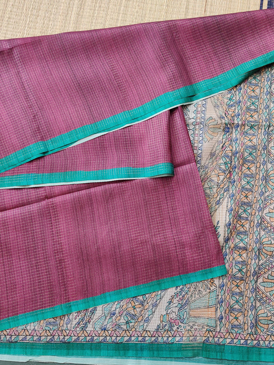 Dark Onion Colour Semi Banarasi Saree With Zari Checks All Over Code : VB0332