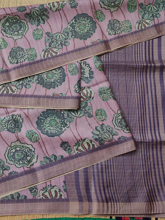 Light Pink Colour Semi Banarasi Saree With Digital Body Code : VB0340