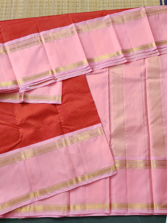 Red Colour Kanchivaram Silk Saree With Small Zari Checks All Over Code : KA0320