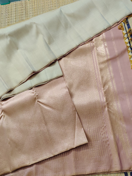 Tussar Colour Raising Kanchivaram Silk Saree With Plain Body  Code : KA0324