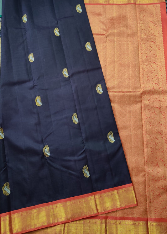 Snuff Colour Kanchivaram Silk Saree With Zari Butta All Over Code : KA0330