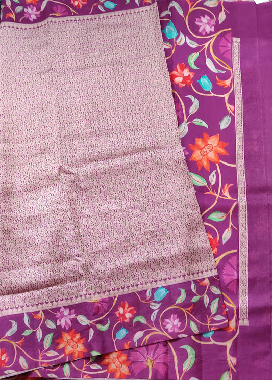 Magenta Colour Organza Silk Saree With Zari Brocade All Over Code : VB0404