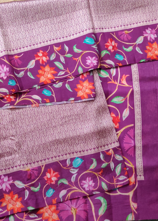 Magenta Colour Organza Silk Saree With Zari Brocade All Over Code : VB0404