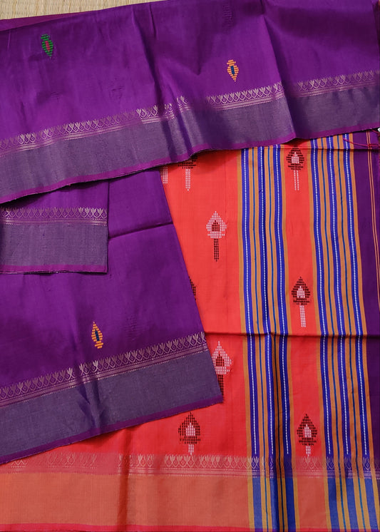 Purple Colour Bishnupuri Silk Saree With Kantha Work All Over Code : VB0400