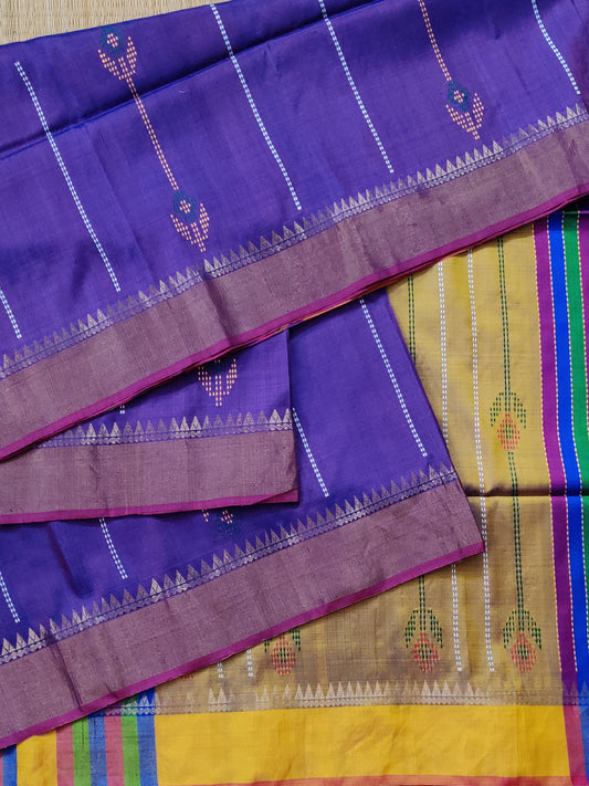 Purple Colour Bishnupuri Silk Saree With Kantha Work All over Code : VB0402