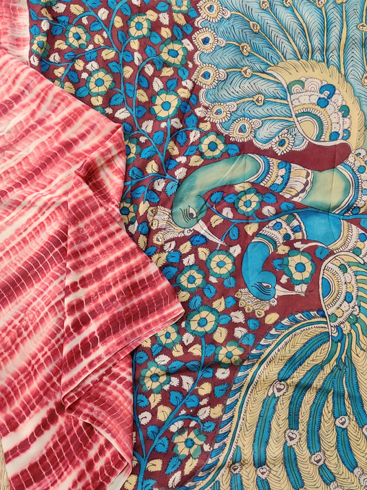 Red & Cream Colour Georgette Saree With Shibori All Over Code : VB0343