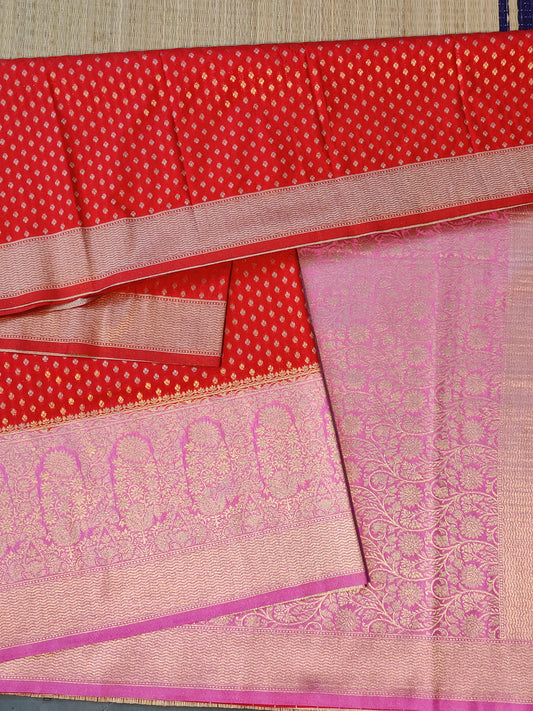 Pista Green Colour Semi Banarasi Saree With Zari Butta All Over Code : VB0429