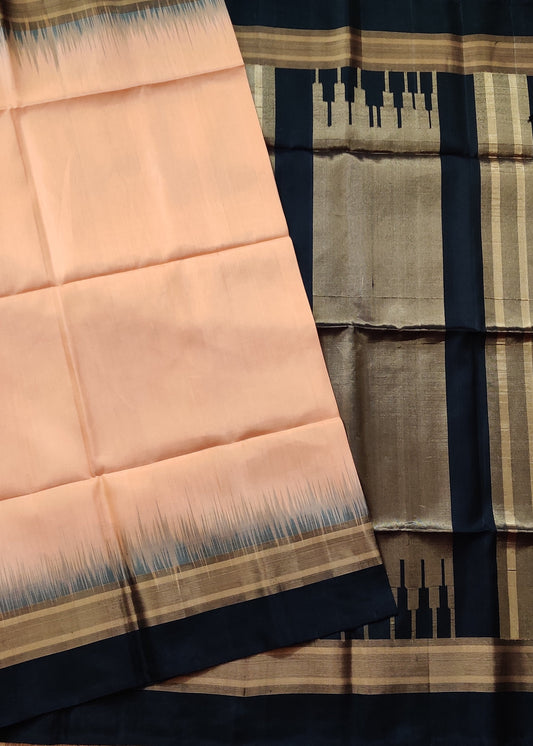 Light Orange Colour Soft Silk Saree With Plain Body Code : KA0382